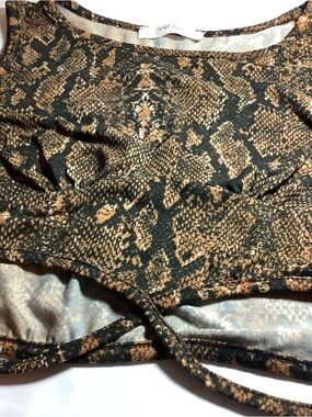 wild fable Black and Brown Snake-Print Cropped Top